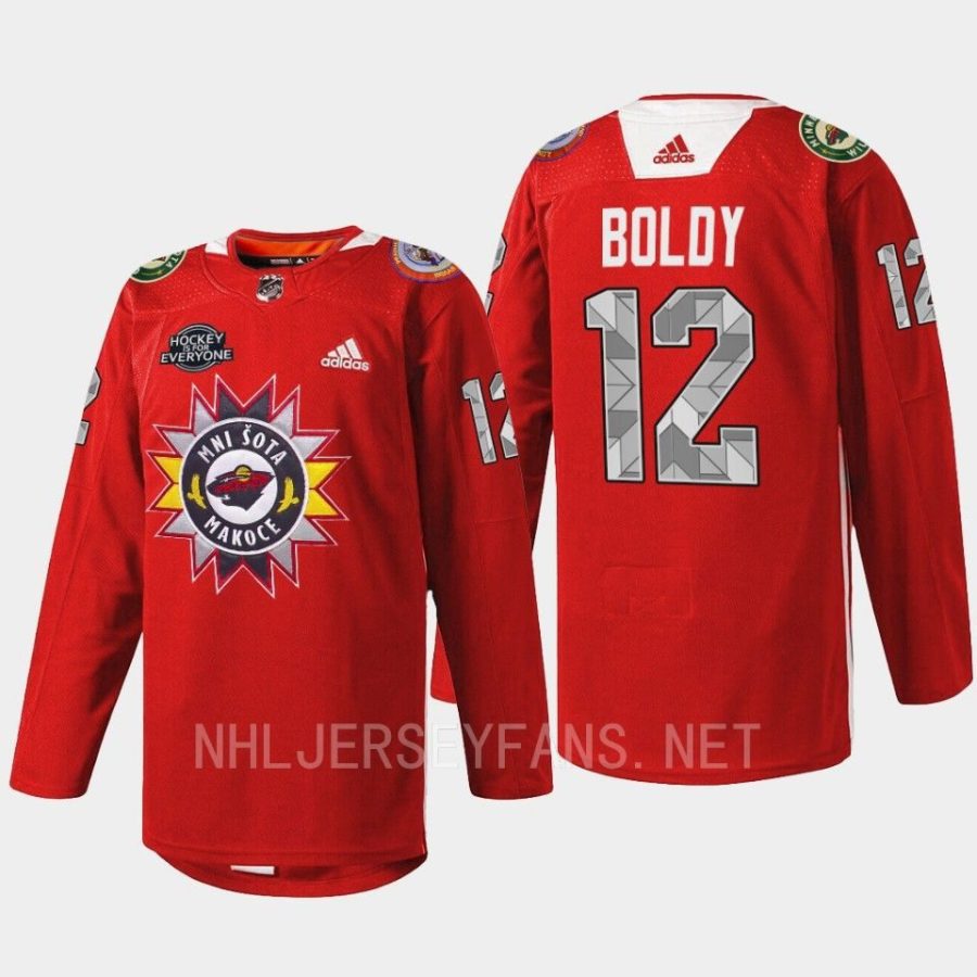 men wild matthew boldy 2022 warmup native american heritage red jersey