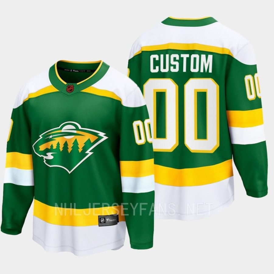 minnesota wild custom special edition 2.0 2022 breakaway retro jersey green