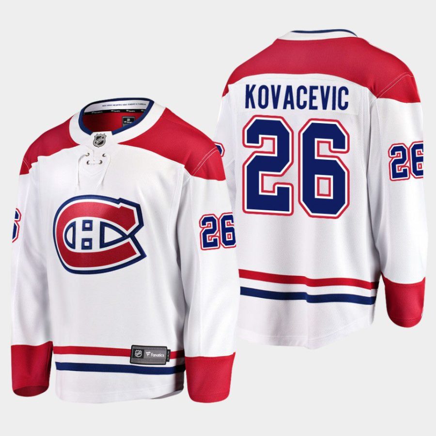 montreal canadiens johnathan kovacevic away breakaway player jersey white