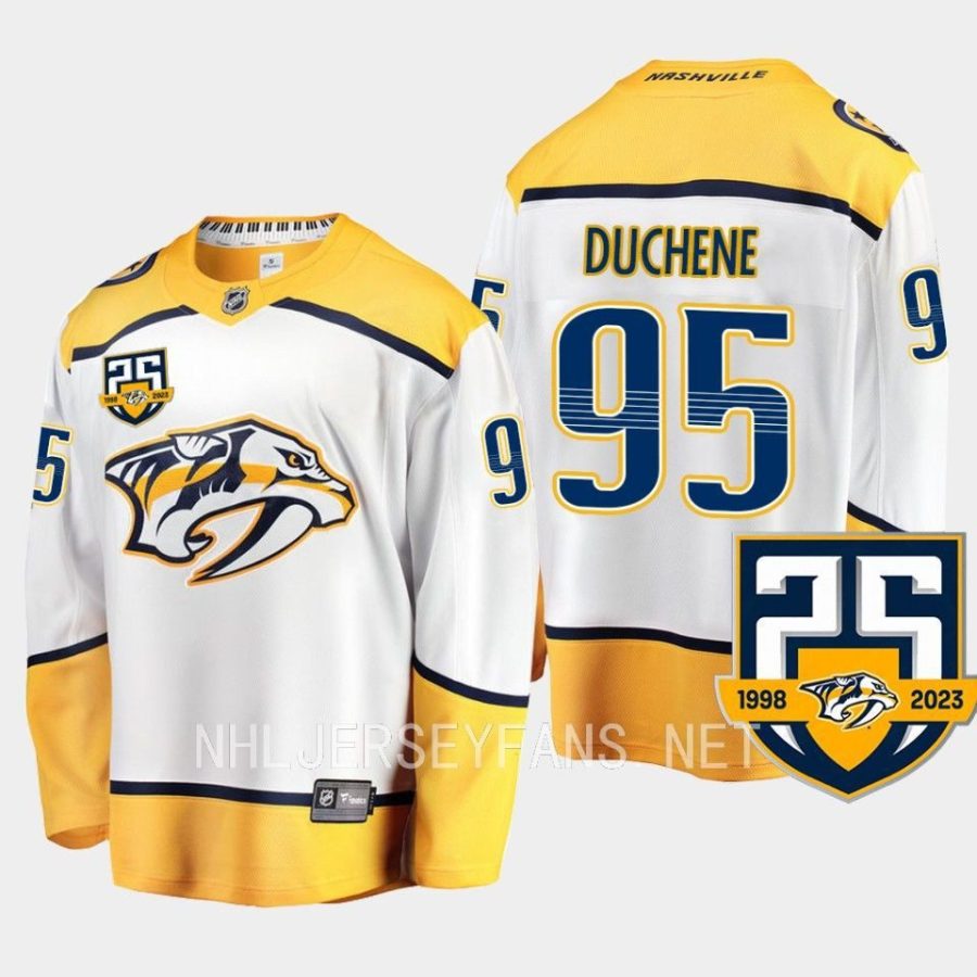 nashville predators matt duchene 25th anniversary logo 2023 24 away jersey white