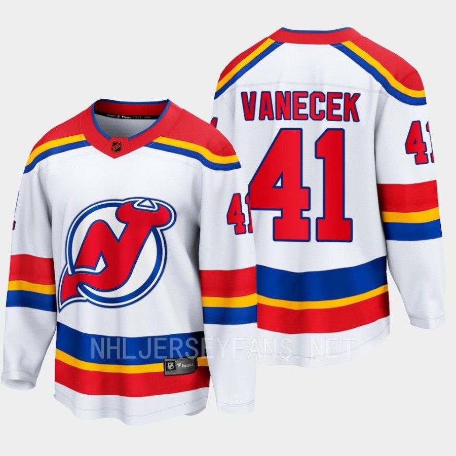 new jersey devils vitek vanecek special edition 2.0 2022 breakaway retro jersey white