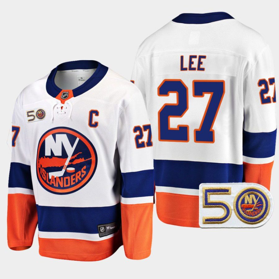 new york islanders anders lee 50th anniversary 2022 23 away jersey white