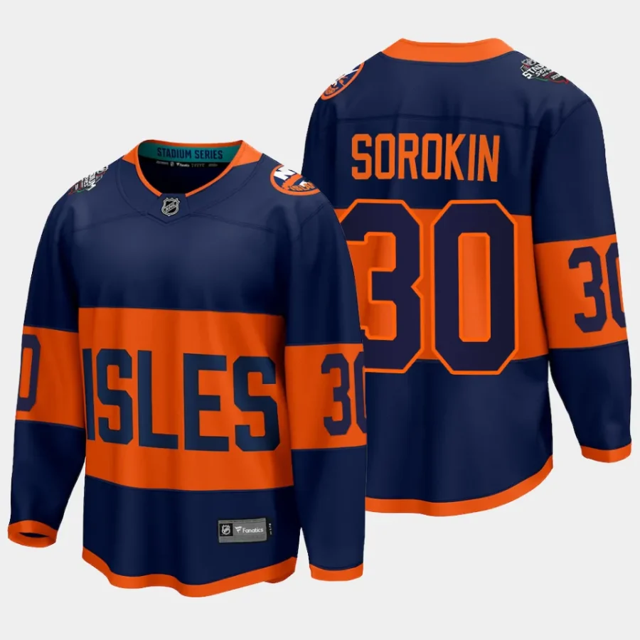 new york islanders ilya sorokin 2024 nhl stadium series breakaway player jersey navy