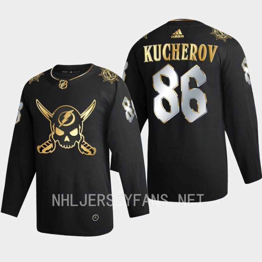 nikita kucherov lightning black gasparilla inspired golden edition jersey