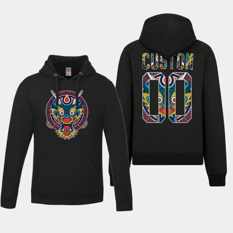 oilers custom black 2024 lunar new year pullover hoodie