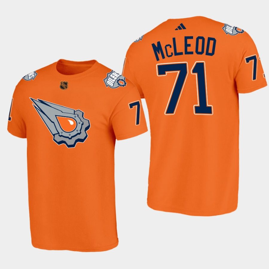 oilers ryan mcleod orange special edition reverse retro 2.0 t shirt