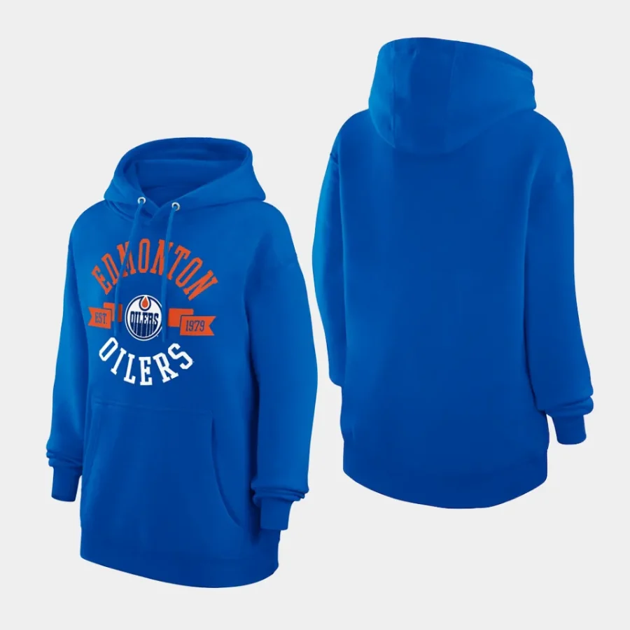 oilers women royal city graphic fleece pullover hoodie