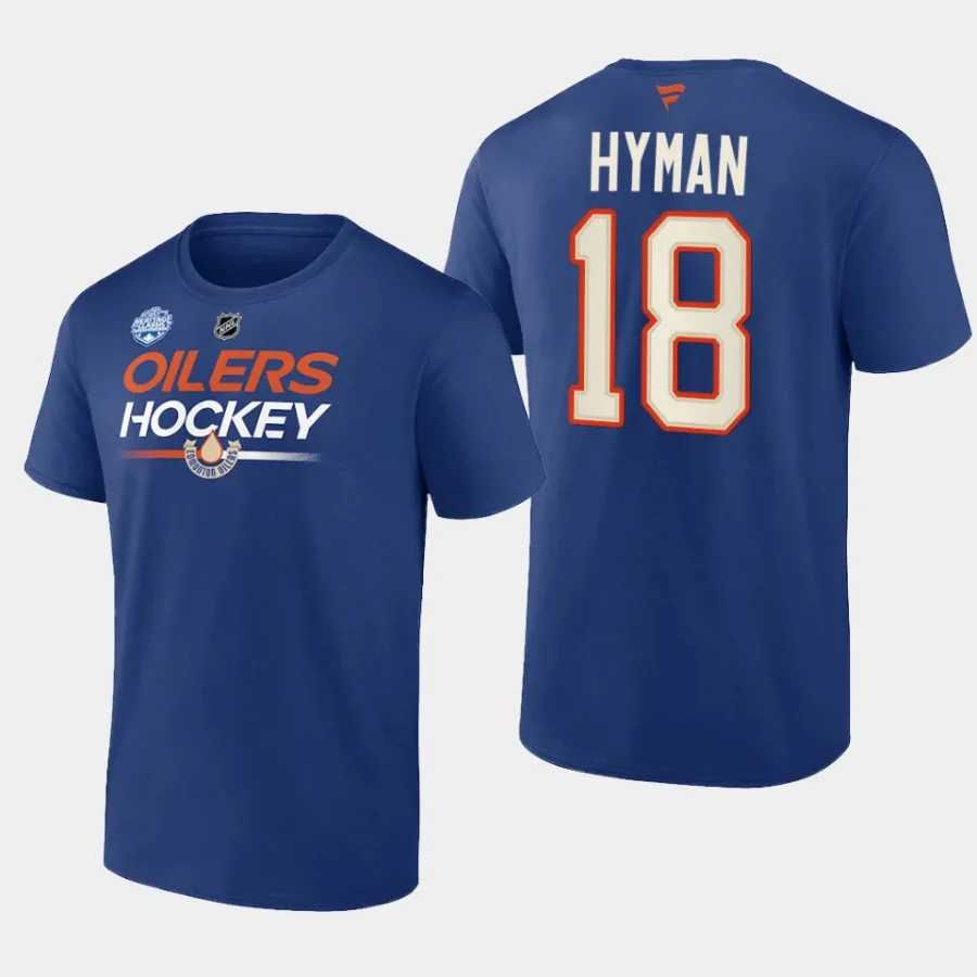 oilers zach hyman royal name number 2023 nhl heritage classic t shirt