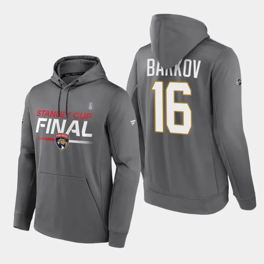 panthers aleksander barkov gray 2023 stanley cup final authentic pro hoodie