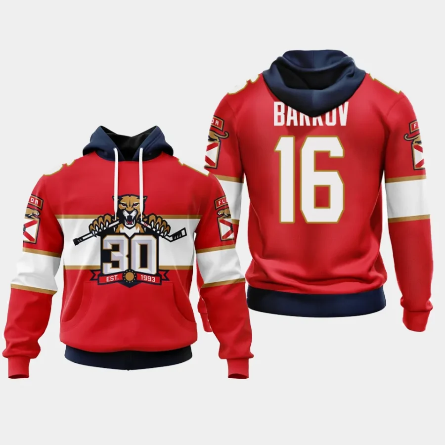 panthers aleksander barkov red 30th anniversary home hoodie