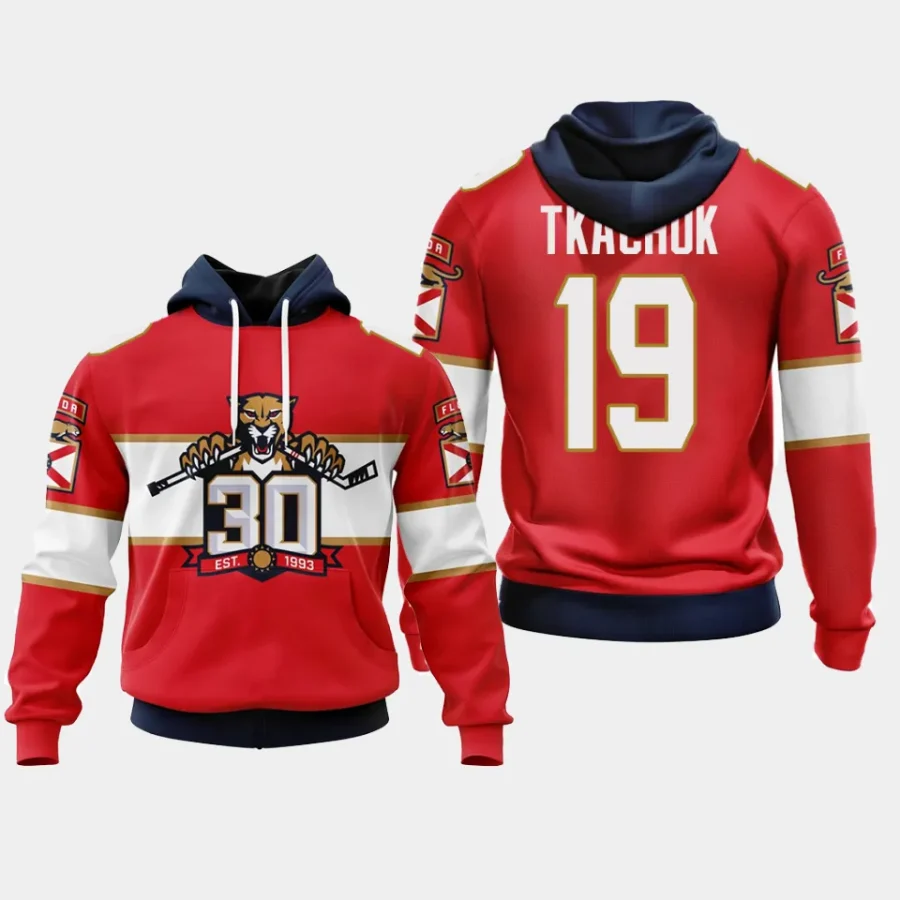 panthers matthew tkachuk red 30th anniversary home hoodie