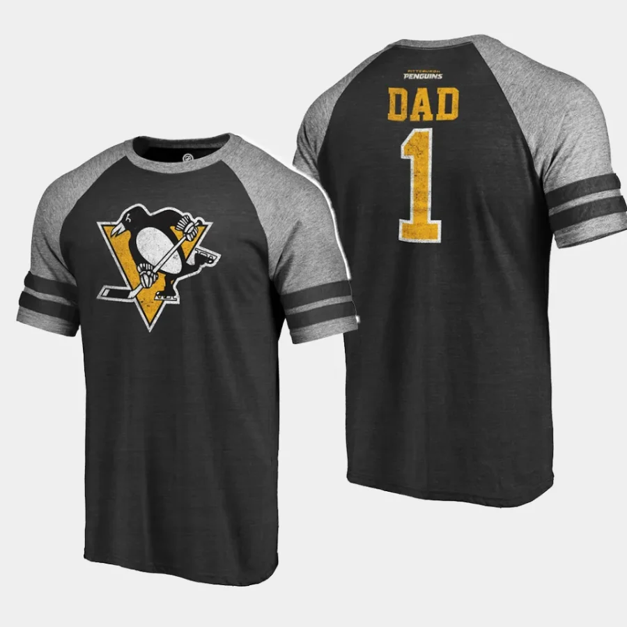 penguins black fathers day greatest dad raglan tri blend t shirt