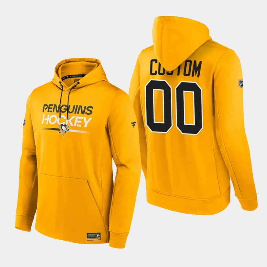 penguins custom gold authentic pro pullover hoodie