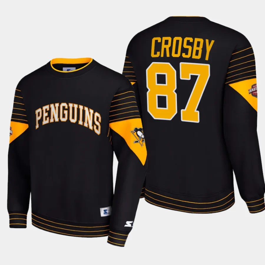 penguins sidney crosby black faceoff starter pullover sweatshirt