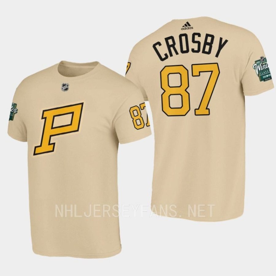 penguins sidney crosby cream 2023 winter classic primary logo t shirt