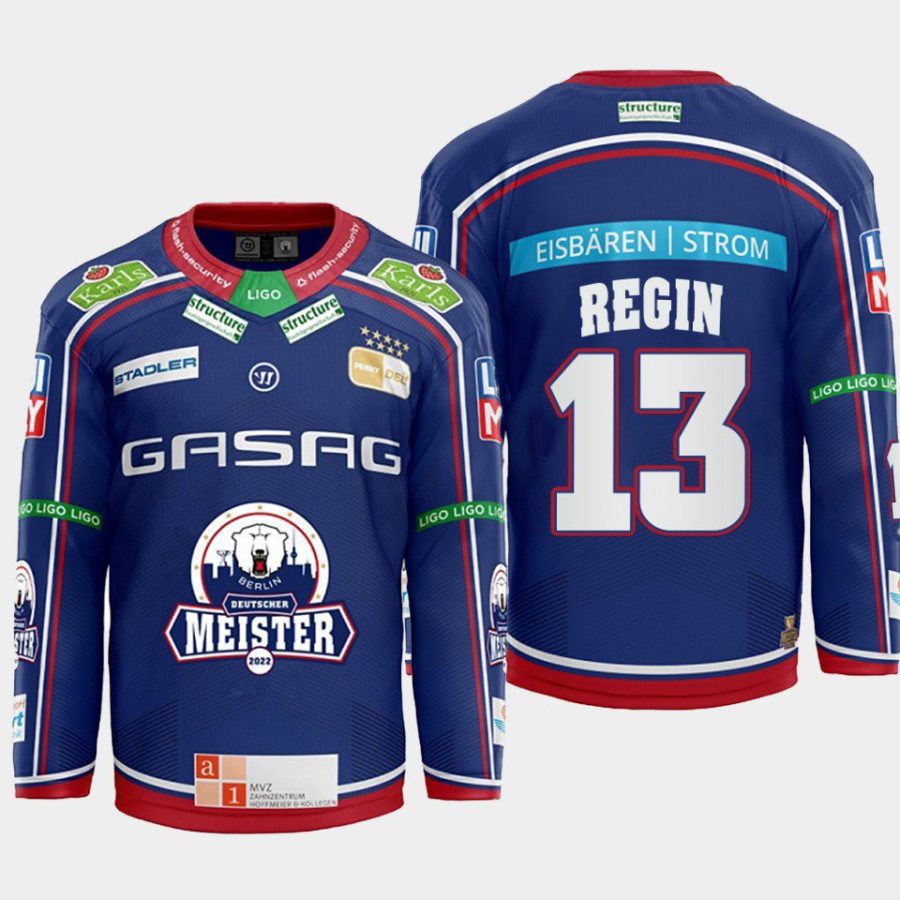 peter regin eisbaren berlin blue 2022home hockey jersey