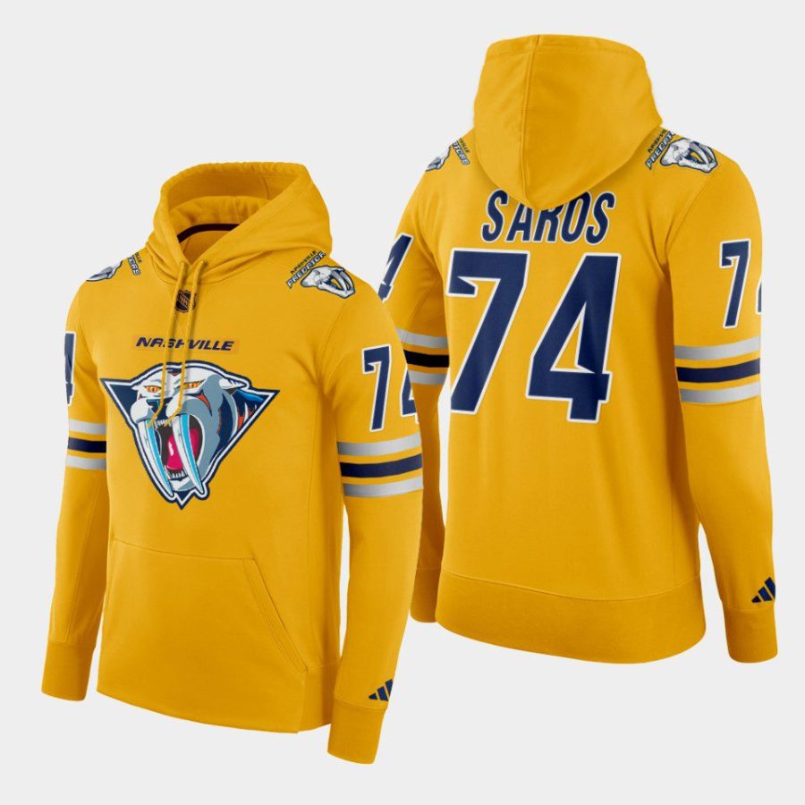 predators juuse saros gold reverse retro 2.0 pullover hoodie