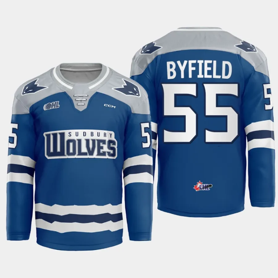 quinton byfield sudbury wolves blue futuristic alternate ohl replica jersey