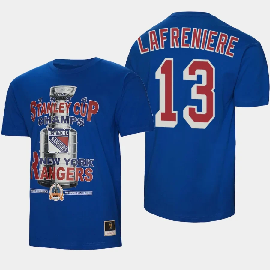 rangers alexis lafreniere blue cup chase 1994 stanley cup champions t shirt