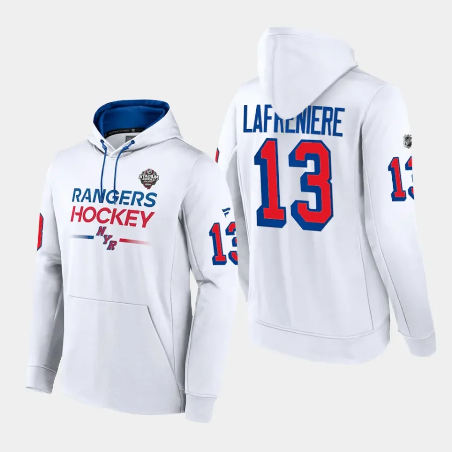 rangers alexis lafreniere white 2024 nhl stadium series authentic pro hoodie