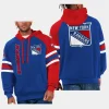 rangers blue red gauntlet starter raglan pullover hoodie