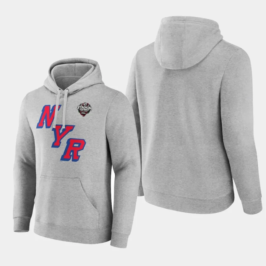 rangers heather gray 2024 nhl stadium series fleece pullover hoodie