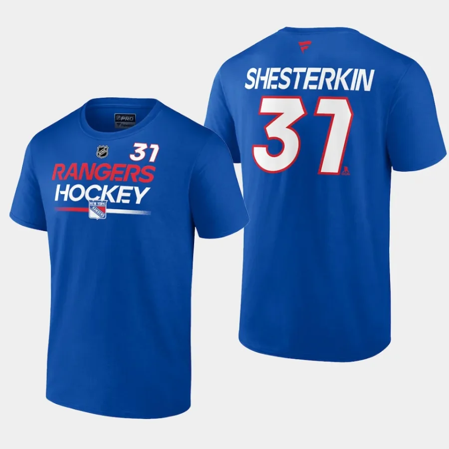 rangers igor shesterkin blue name number authentic pro prime t shirt