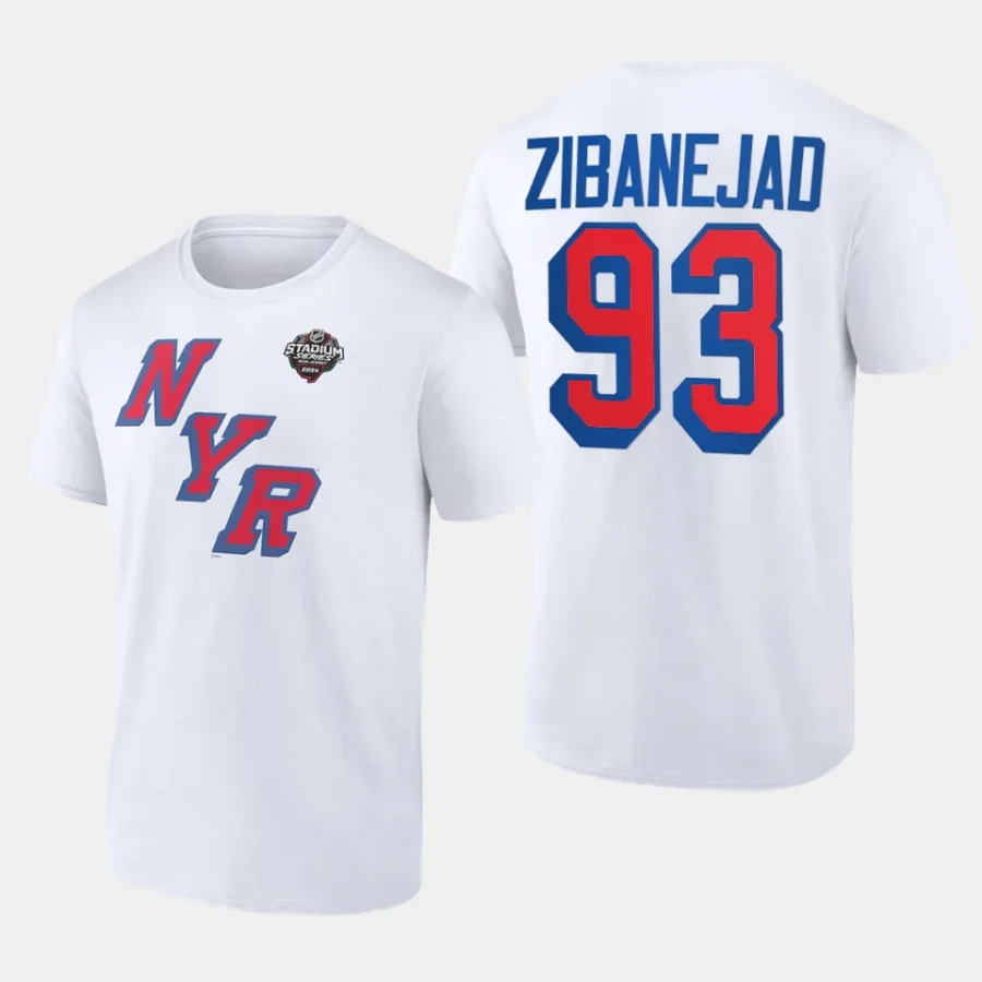 rangers mika zibanejad white 2024 nhl stadium series logo t shirt