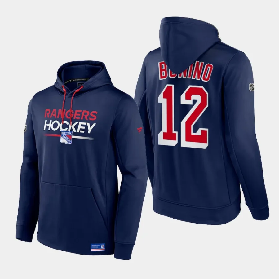 rangers nick bonino navy authentic pro pullover hoodie