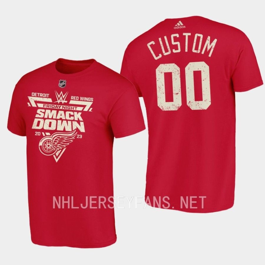 red wings custom red smack down wwe collab t shirt