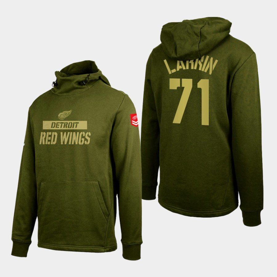 red wings dylan larkin olive thrive levelwear pullover hoodie