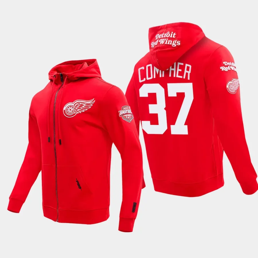 red wings j.t. compher red classic chenille full zip jacket hoodie