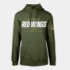 red wings men olive podium fleece pullover hoodie