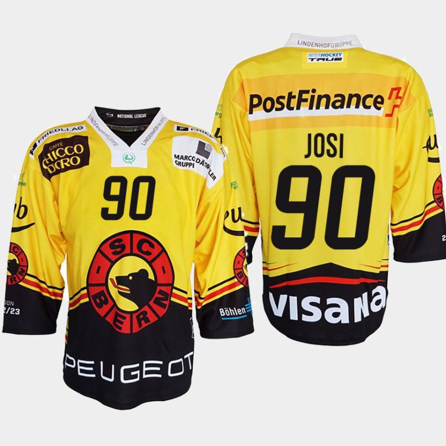 roman josi sc bern yellow ice hockey shirt jersey