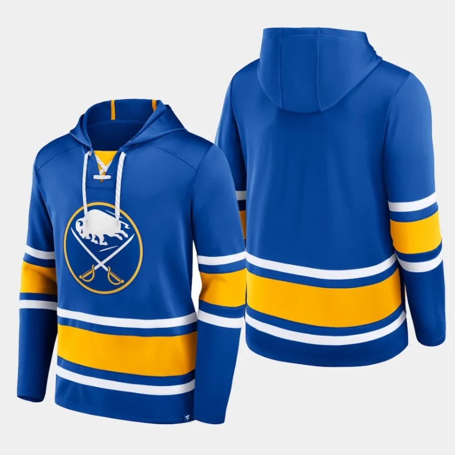 sabres men royal puck deep lace up pullover hoodie