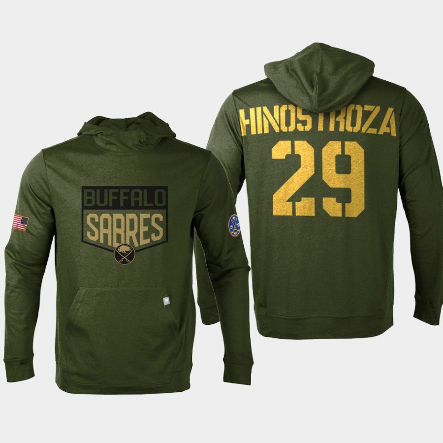 sabres vinnie hinostroza olive 2022 salute to service levelwear pullover hoodie