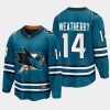 san jose sharks jasper weatherby home 2022 23 the evolve jersey teal