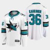 san jose sharks kaapo kahkonen away 2022 breakaway player jersey white