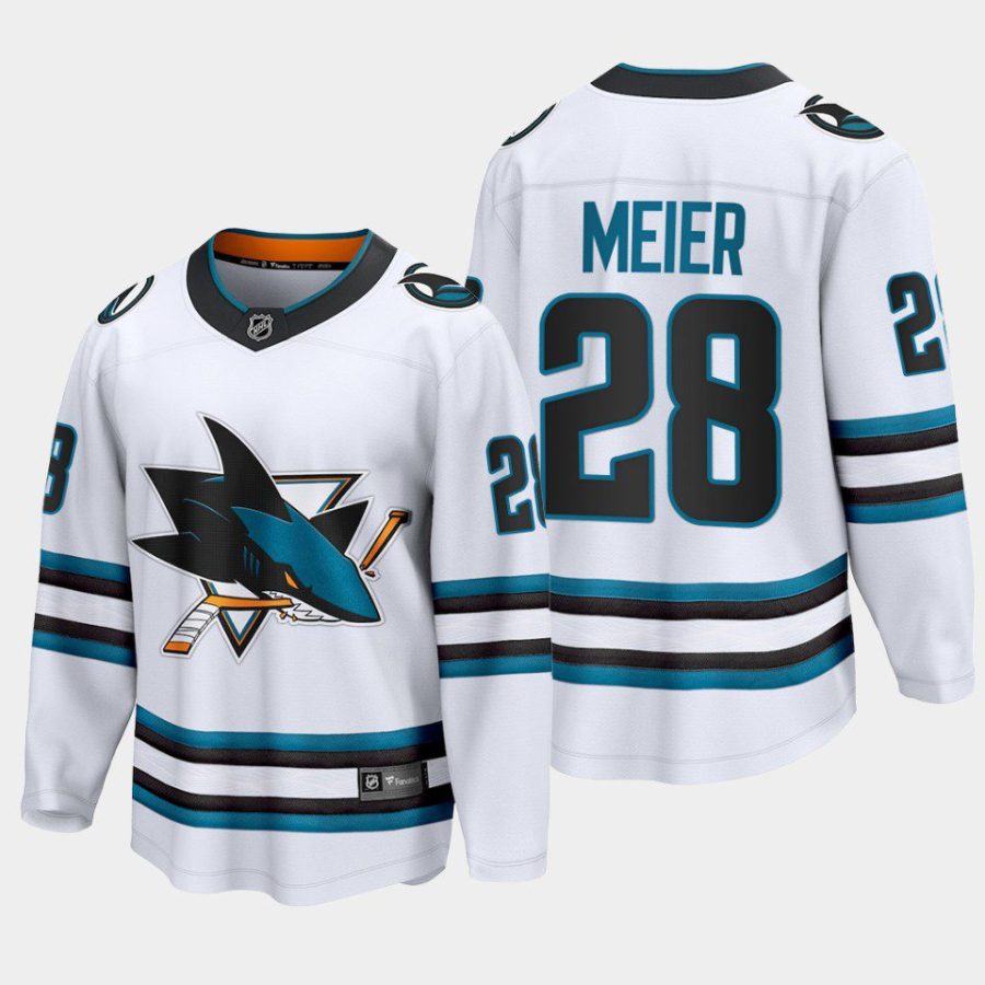 san jose sharks timo meier away 2022 23 the evolve jersey white