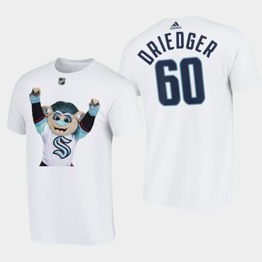 seattle kraken chris driedger white team mascot buoy tee