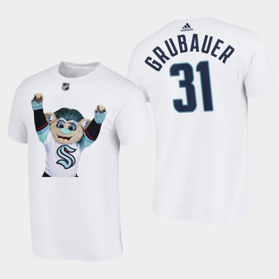 seattle kraken philipp grubauer white team mascot buoy tee