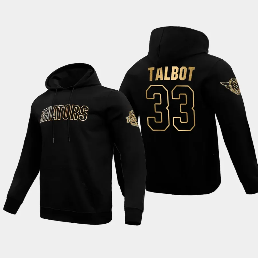 senators cam talbot black gold pullover pro standard hoodie