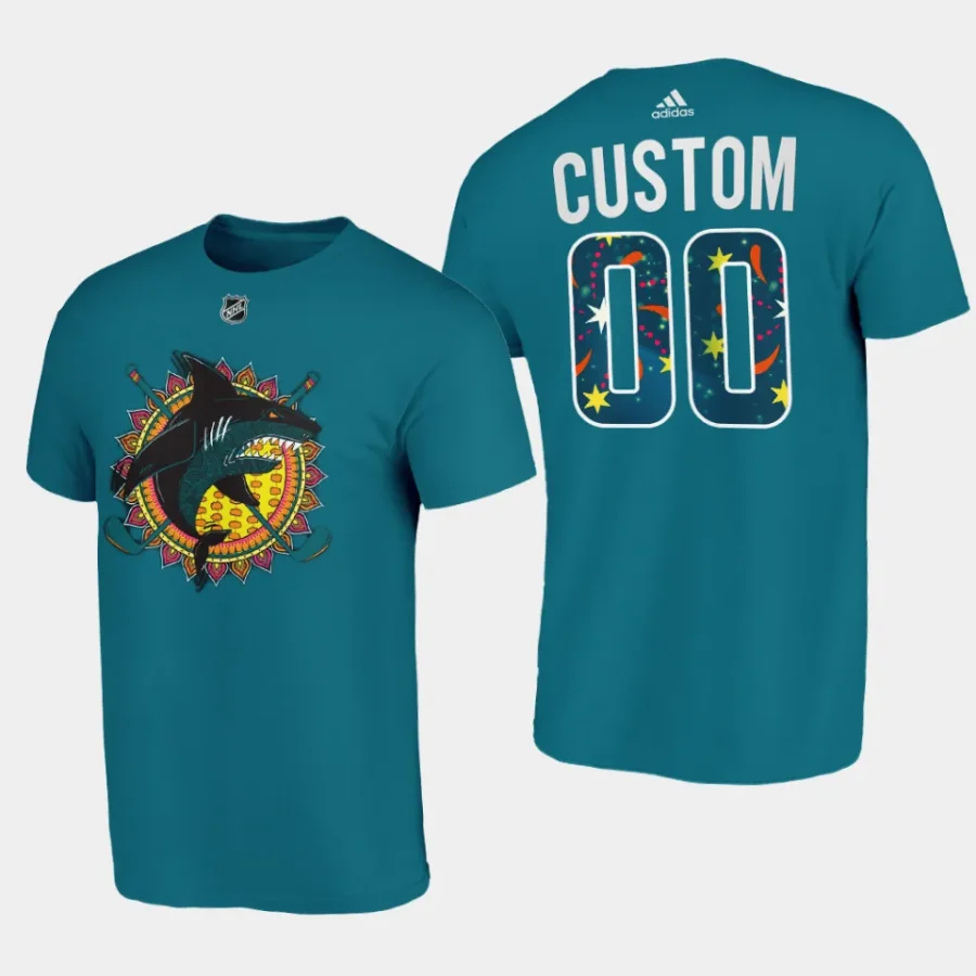 sharks custom teal diwali night t shirt