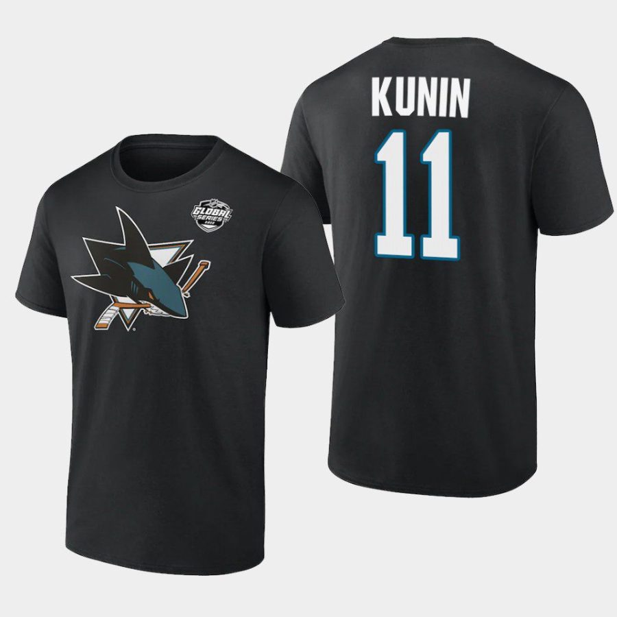 sharks luke kunin black 2022 nhl global series t shirt