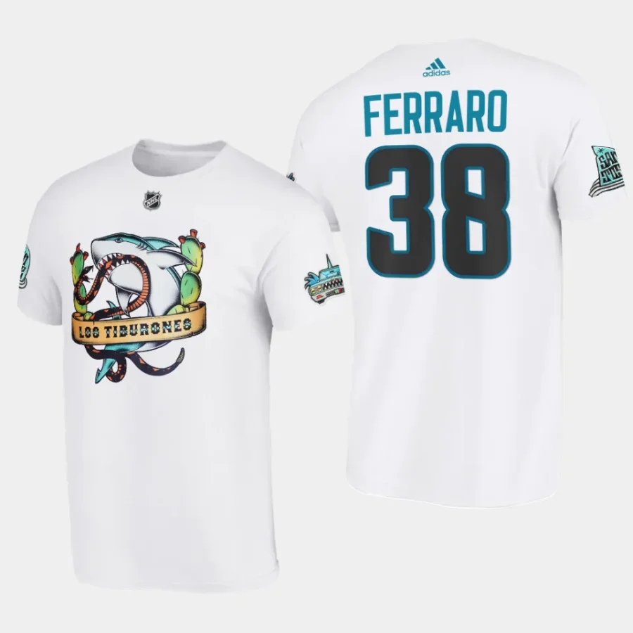 sharks mario ferraro white 2023 los tiburones hispanic heritage t shirt