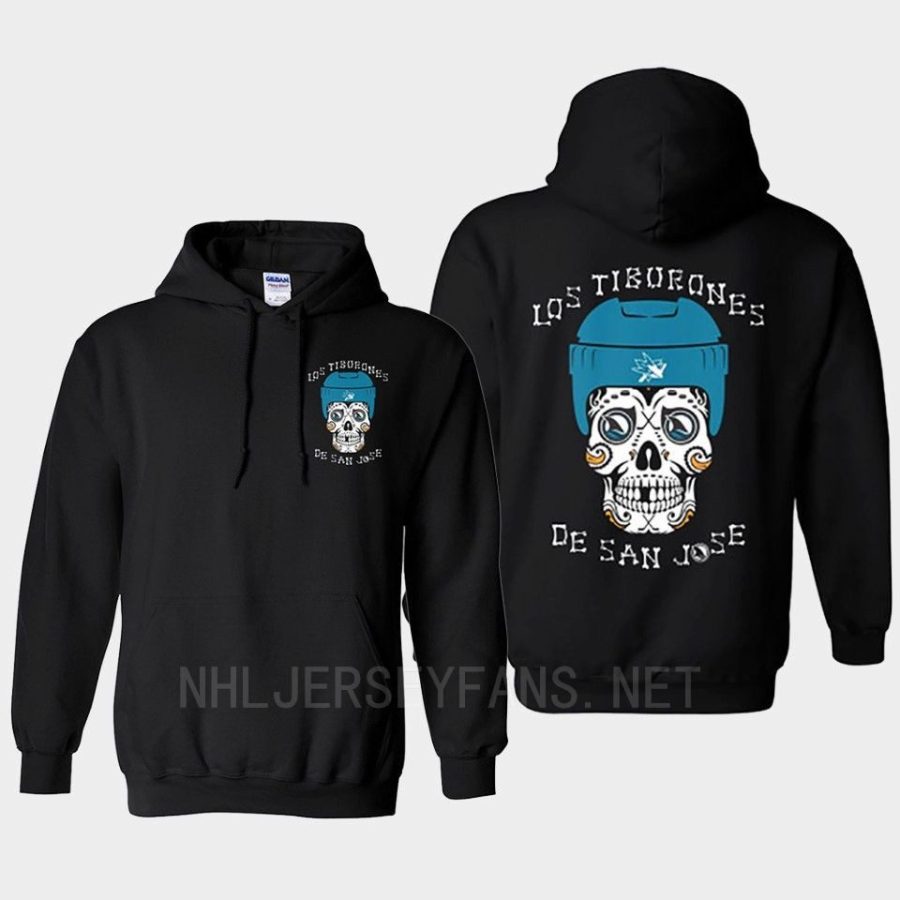 sharks men black 2022 los tiburones teal helmet hoodie