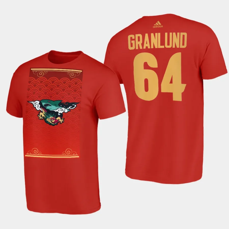 sharks mikael granlund red 2024 lunar new year dragon t shirt