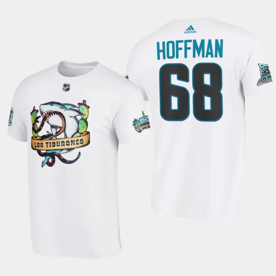 sharks mike hoffman white 2023 los tiburones hispanic heritage t shirt