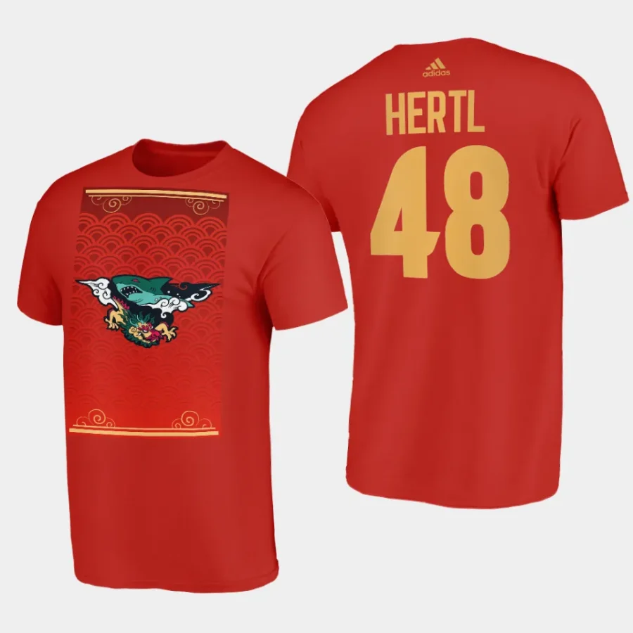 sharks tomas hertl red 2024 lunar new year dragon t shirt