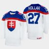 slovakia hockey andrej kollar 2022 iihf world championship home jersey white